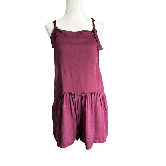 Don't Ask Why Plum Tie Knot Mini Romper Women's One Size | 67-6-2 - Picture 1 of 6